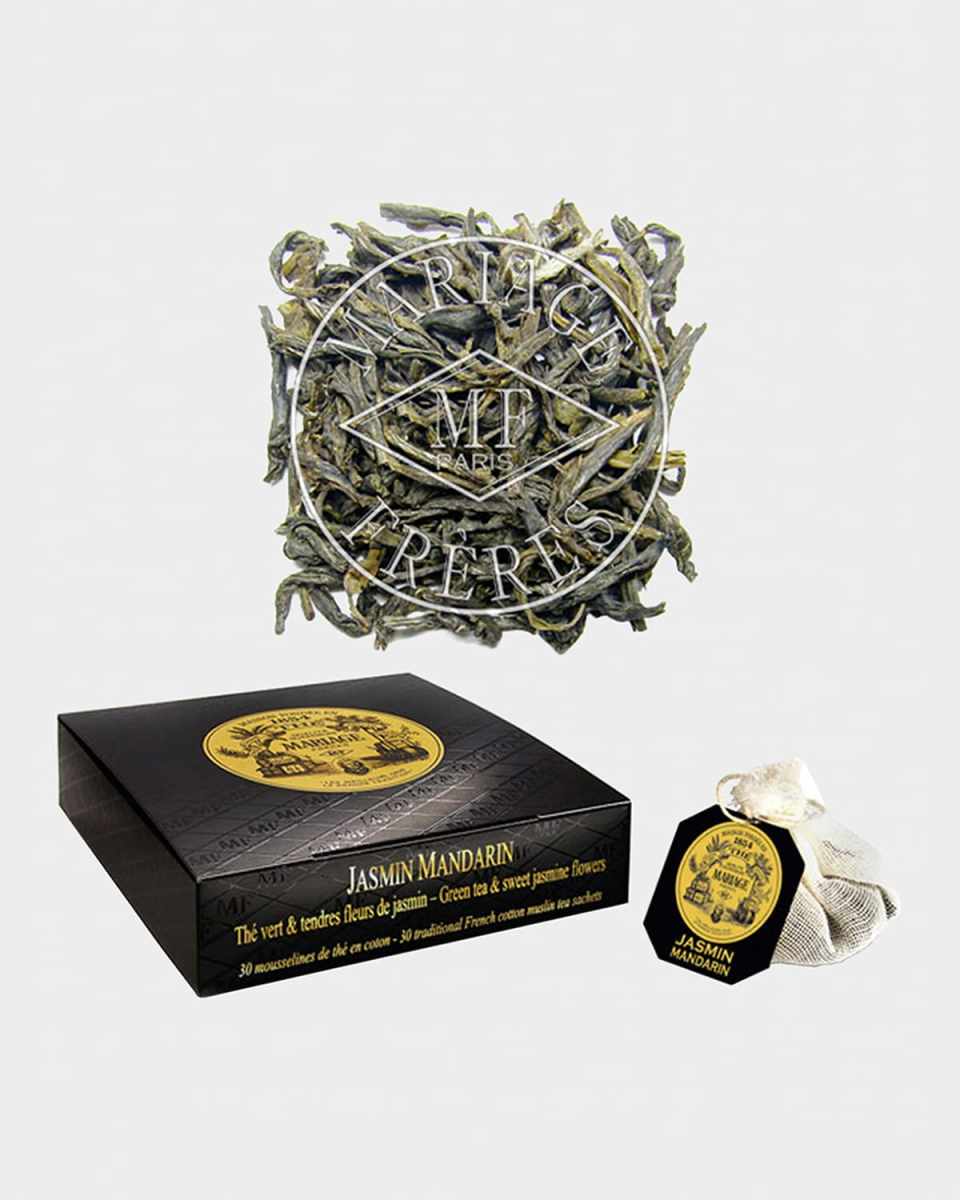 Jasmin Mandarin Muslin Tea Bags - Green Tea & Sweet Jasmine Flowers, 30 Sachets